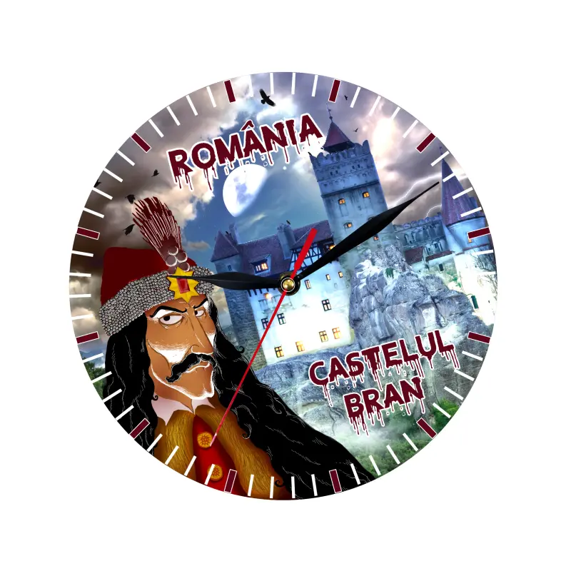 Castelul bran, ceas lemn de perete, model 08